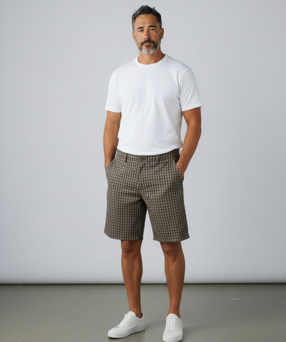 Under Armour Checked Golf Shorts Performance Chino Olive Green sz 40